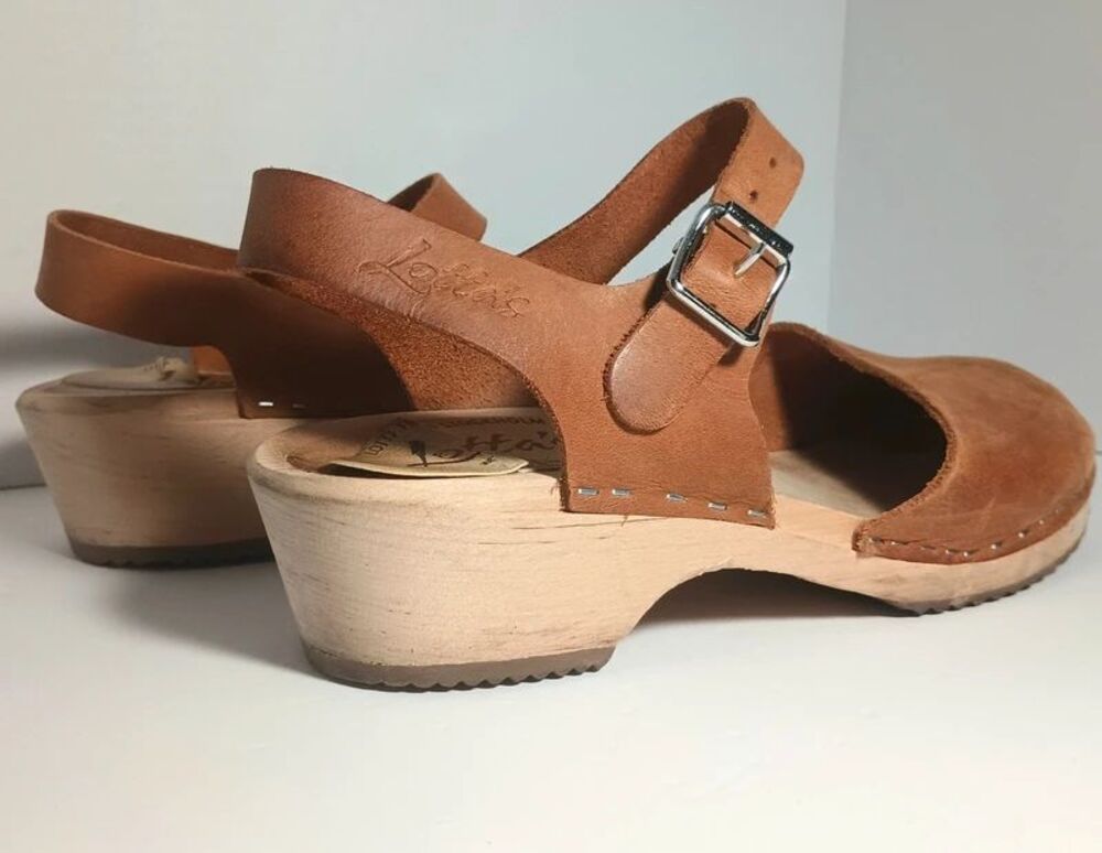 Lotta's Stockholm Wood Leather Highwood Brown Clogs Nubuck Leather 38/7.5 - Picture 4 of 12